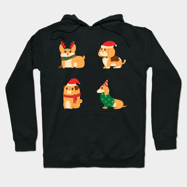 Cute Christmas Dogs Hoodie by myabstractmind